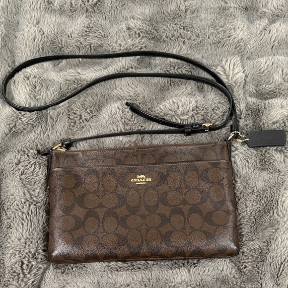 Coach Handbags - Coach Signature Brown Crossbody Bag